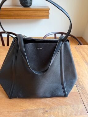 Reiss Black Pebbled Leather Tote